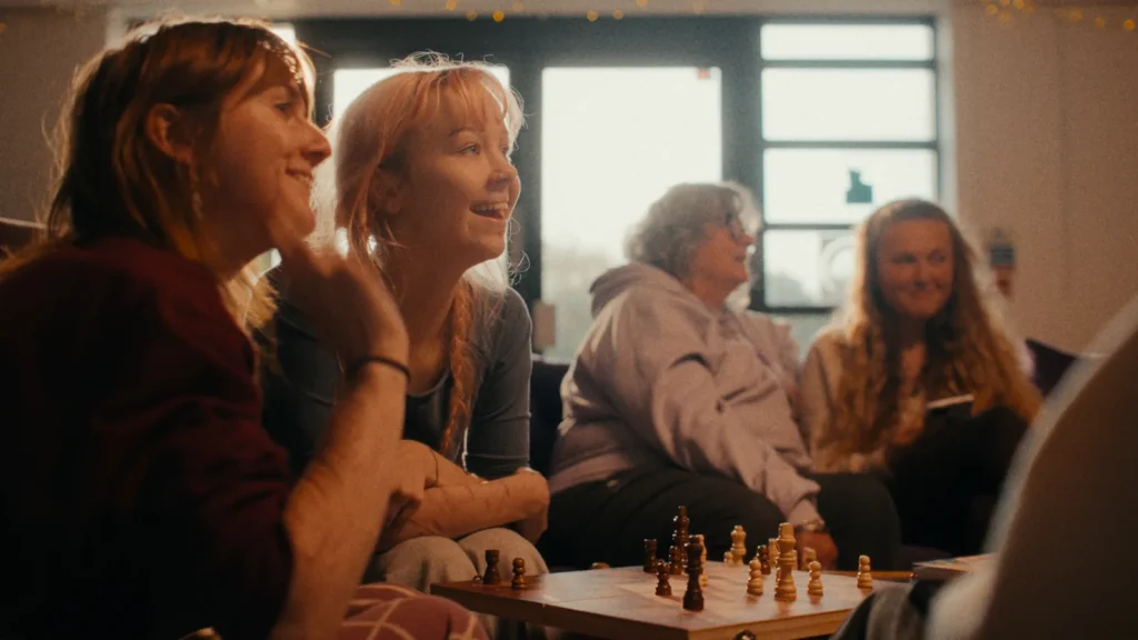 Young women playing chess